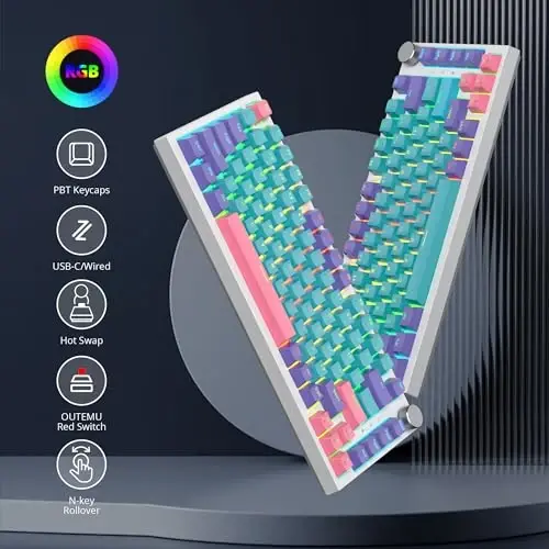 SbocKeeb 75 foizli klaviatura, ovoz yutuvchi yostiqlar bilan prokladka o'rnatilgan, 82 tugmachali ixcham simli RGB mexanik o'yin klaviaturasi, Win uchun issiq almashtirish rozetkasi, Joker - SBOCKEEB (1)