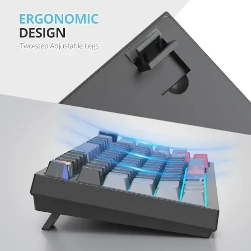 SbocKeeb 75 foizlik klaviatura Gasket-Mounted, ovoz yutuvchi prokladkalar, 82 tugmali ixcham simli RGB mexanik oʻyin klaviaturasi Win uchun Hot-Swap Socket, qora - 5