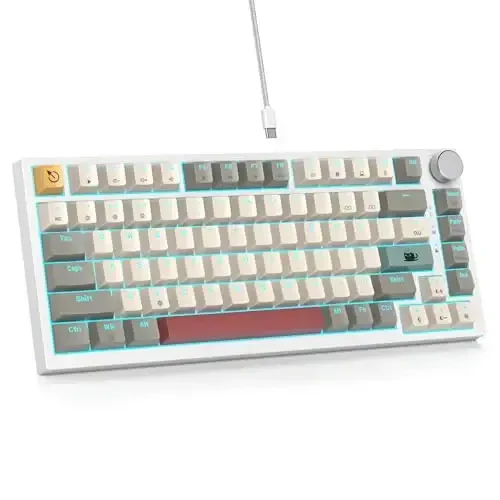 SbocKeeb 75 foizlik klaviatura Gasket-Mounted ovoz yutuvchi prokladkalar bilan, 82 tugmachali ixcham simli RGB mexanik oʻyin klaviaturasi Win uchun Hot-Swap Socket, 9009 