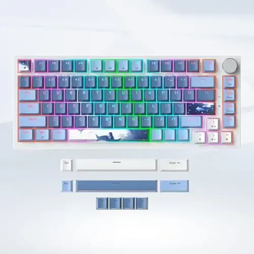 SbocKeeb 75 foizlik klaviatura Gasket-o'rnatilgan ovoz yutuvchi prokladkalar bilan, 82 tugmachali ixcham simli RGB mexanik o'yin klaviaturasi Win uchun issiq almashtirish uyasi, Fog Blue - 6