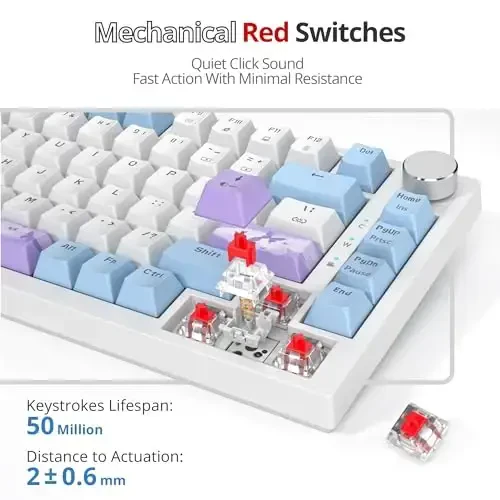 SbocKeeb 75 Percent Keyboard Gasket-Mounted with Sound Absorbing Pads, 82-Key Compact Wired RGB Mechanical Gaming Keyboard Hot-Swap Socket for Win, Milk Purple - 3