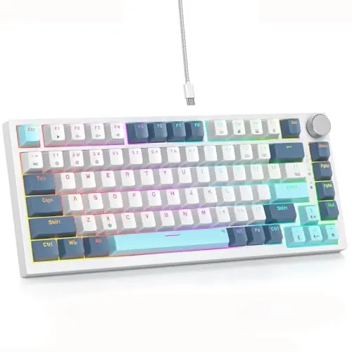 SbocKeeb 75 Percent Keyboard Gasket-Mounted with Sound Absorbing Pads, 82-Key Compact Wired RGB Mechanical Gaming Keyboard Hot-Swap Socket for Win, Whistle - 1