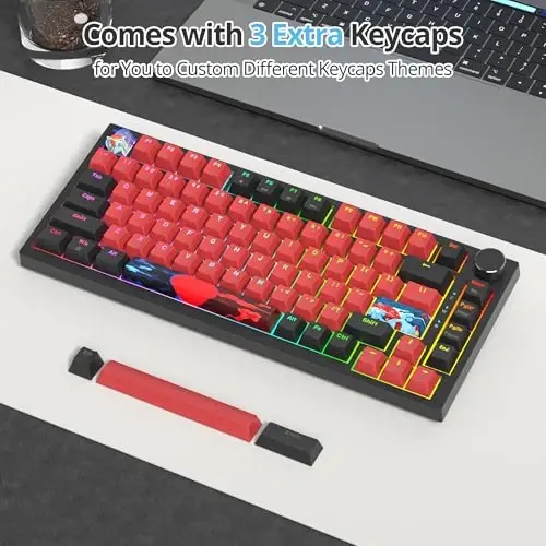 SbocKeeb 75 Percent Keyboard Gasket-Mounted with Sound Absorbing Pads, 82-Key Compact Wired RGB Mechanical Gaming Keyboard Hot-Swap Socket for Win, Milan - 6