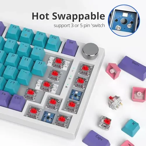 SbocKeeb 75 Percent Keyboard Gasket-Mounted with Sound Absorbing Pads, 82-Key Compact Wired RGB Mechanical Gaming Keyboard Hot-Swap Socket for Win, Joker - 4