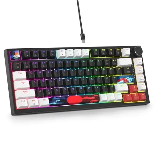 SbocKeeb 75 Percent Keyboard Gasket-Mounted with Sound Absorbing Pads, 82-Key Compact Wired RGB Mechanical Gaming Keyboard Hot-Swap Socket for Win, Black - SBOCKEEB