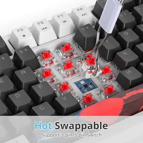 SbocKeeb 75 Percent Keyboard Gasket-Mounted with Sound Absorbing Pads, 82-Key Compact Wired RGB Mechanical Gaming Keyboard Hot-Swap Socket for Win, Black - 4