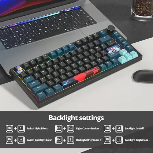 SbocKeeb 75 Percent Keyboard Gasket-Mounted with Sound Absorbing Pads, 82-Key Compact Wired RGB Mechanical Gaming Keyboard Hot-Swap Socket for Win, Monster-B - 4