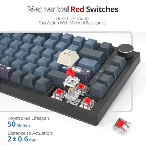 SbocKeeb 75 Percent Keyboard Gasket-Mounted with Sound Absorbing Pads, 82-Key Compact Wired RGB Mechanical Gaming Keyboard Hot-Swap Socket for Win, Apollo - 5