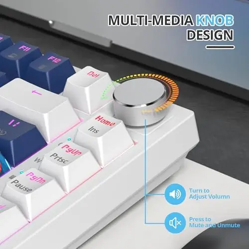 SbocKeeb 75 Percent Keyboard Gasket-Mounted with Sound Absorbing Pads, 82-Key Compact Wired RGB Mechanical Gaming Keyboard Hot-Swap Socket for Win, Blue Earth - 3