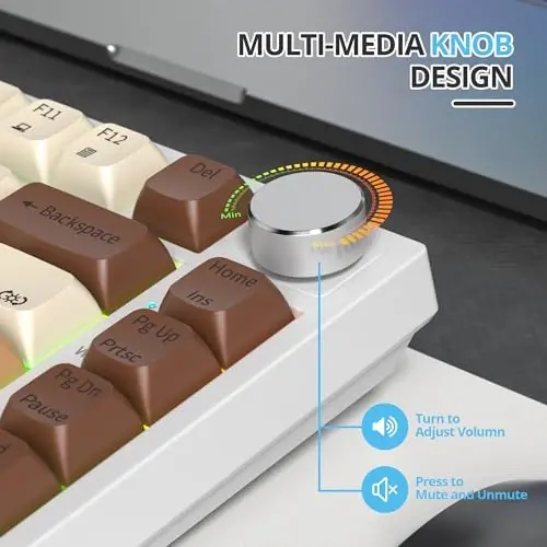 SbocKeeb 75 Percent Keyboard Gasket-Mounted with Sound Absorbing Pads, 82-Key Compact Wired RGB Mechanical Gaming Keyboard Hot-Swap Socket for Win, Coffee Cat - 5