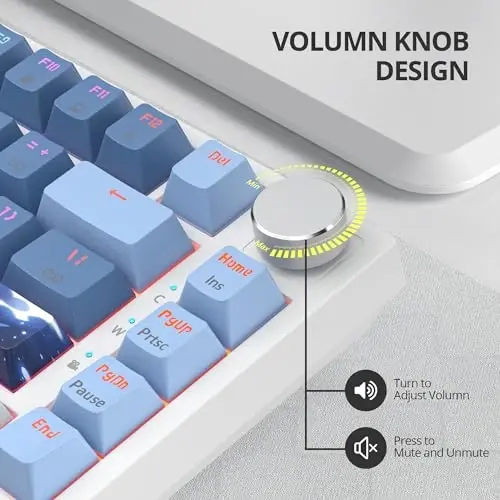 SbocKeeb 75 Percent Keyboard Gasket-Mounted with Sound Absorbing Pads, 82-Key Compact Wired RGB Mechanical Gaming Keyboard Hot-Swap Socket for Win, Fog Blue - 5