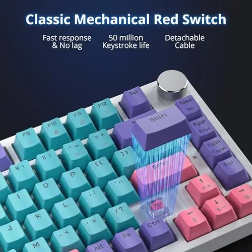 SbocKeeb 75 Percent Keyboard Gasket-Mounted with Sound Absorbing Pads, 82-Key Compact Wired RGB Mechanical Gaming Keyboard Hot-Swap Socket for Win, Joker - 5