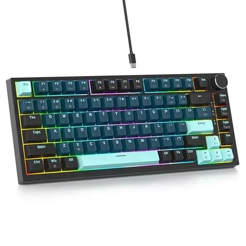SbocKeeb 75 Percent Keyboard Gasket-Mounted with Sound Absorbing Pads, 82-Key Compact Wired RGB Mechanical Gaming Keyboard Hot-Swap Socket for Win, Monster - 1