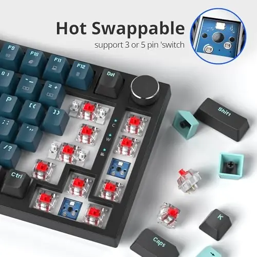 SbocKeeb 75 Percent Keyboard Gasket-Mounted with Sound Absorbing Pads, 82-Key Compact Wired RGB Mechanical Gaming Keyboard Hot-Swap Socket for Win, Monster - 4