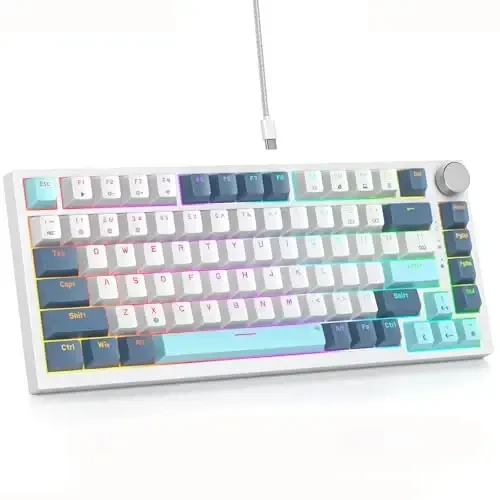 SbocKeeb 75 Percent Keyboard Gasket-Mounted with Sound Absorbing Pads, 82-Key Compact Wired RGB Mechanical Gaming Keyboard Hot-Swap Socket for Win, Whistle - SBOCKEEB