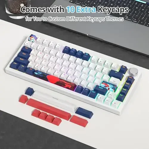 SbocKeeb 75 Percent Keyboard Gasket-Mounted with Sound Absorbing Pads, 82-Key Compact Wired RGB Mechanical Gaming Keyboard Hot-Swap Socket for Win, White Earth - 5