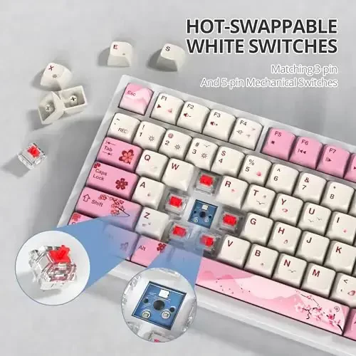 SbocKeeb 75 Percent Pink Keyboard Gasket-Mounted with Sound Absorbing Pads, 82-Key Compact Wired RGB Mechanical Gaming Keyboard Hot-Swap Socket for Win, Ying - 4