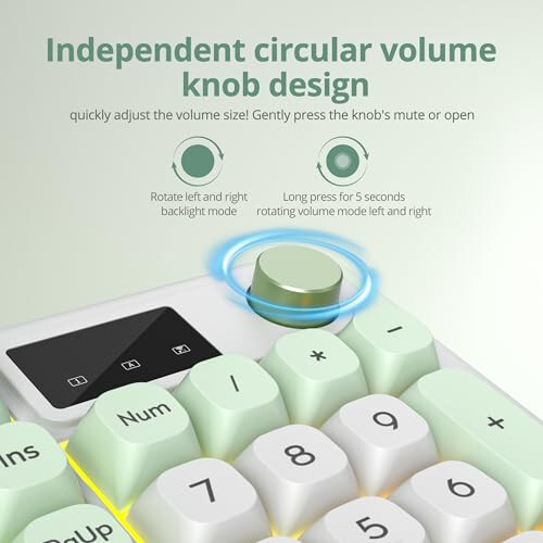 SbocKeeb 96% Simsiz Klaviatura Raqamli Klaviatura va Tutqich bilan, 3 Rejimli Simli/Bluetooth 5.0/2.4G 98 Tugma ABS Sharsimon Qopqoqlar RGB Jim Mekanik Hisli Membranli O'yin Klaviaturasi Win/Mac uchun (Qor Yashil) - SbocKeeb (1)