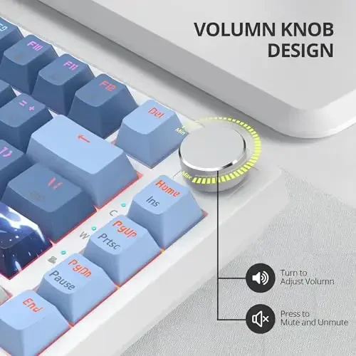 SbocKeeb 75 Percent Keyboard Gasket-Mounted with Sound Absorbing Pads, 82-Key Compact Wired RGB Mechanical Gaming Keyboard Hot-Swap Socket for Win, Fog Blue - 5