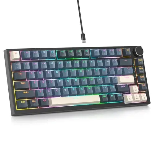 SbocKeeb 75 Percent Keyboard Gasket-Mounted with Sound Absorbing Pads, 82-Key Compact Wired RGB Mechanical Gaming Keyboard Hot-Swap Socket for Win, Apollo - 1