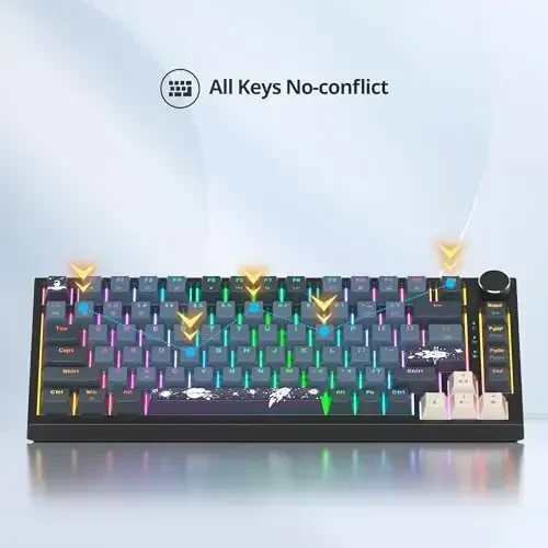 SbocKeeb 75 Percent Keyboard Gasket-Mounted with Sound Absorbing Pads, 82-Key Compact Wired RGB Mechanical Gaming Keyboard Hot-Swap Socket for Win, Apollo - 6