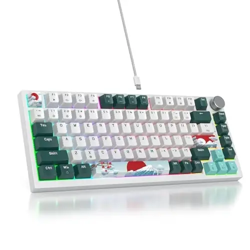 SbocKeeb 75 Percent Keyboard Gasket-Mounted with Sound Absorbing Pads, 82-Key Compact Wired RGB Mechanical Gaming Keyboard Hot-Swap Socket for Win, Green Forest 