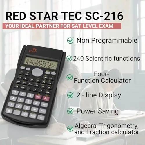 SC 216 Non Graphing Scientific Calculator for School by Red Star Tec (6 Pack Bundle) - 2