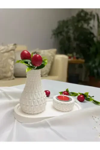 Scandinavian Style Diamond Pattern Minimal Candle Vase Tray Candlestick Presentation and Accessory Set - 3