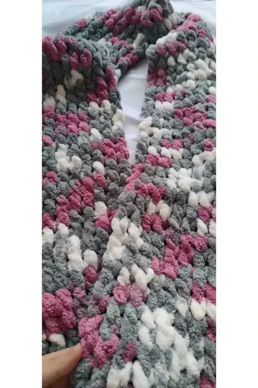 Scarf Puffy 100% Hand Knitted 200 * 22 Cm. COLOR 6070-COLOR 6070 - 2