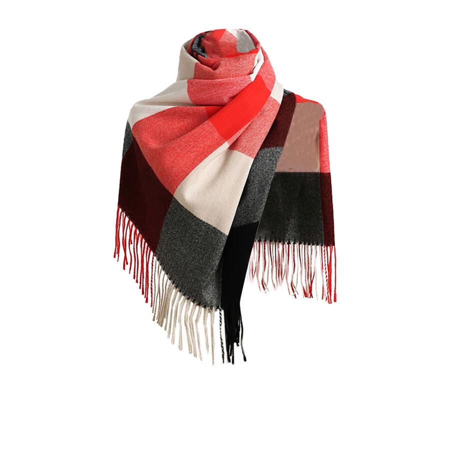 Scarves for Women Silk Scarves Womens Scarf Striped Color Plaid Shawl Elegant Womens Style Warm Comfortable Autumn and Winter Scarf PasModazoneina Shawls and Wraps Shawls and Wraps - 1