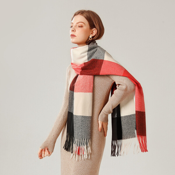Scarves for Women Silk Scarves Womens Scarf Striped Color Plaid Shawl Elegant Womens Style Warm Comfortable Autumn and Winter Scarf PasModazoneina Shawls and Wraps Shawls and Wraps - 3