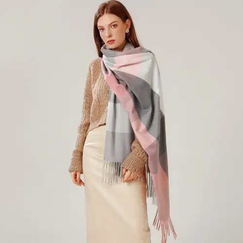 Scarves for Women, Women's Scarves, Wraps, Ladies Scarf, Striped Color Plaid Shawl, Elegant Ladies Style, Warm Comfortable and Winter Scarf, Women's Wraps, PasModazoneinas. - GUZYING (1)