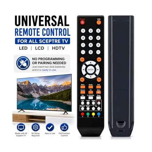 Sceptre TV E165BV(WV)-SS E168BV(WV)-SSE205BV-SMQCCE325BV-SR E328BV(WV)-SRX325BV-FSR X405BV-FSRX505BV-FSRU505CV-UMR U508CV-UMKRU550CV-UM08RU650CV-UMRU750CV-UMR modeli bilan mos keladigan yangi masofaviy boshqaruv pulti 8142026670003C - SMARTBY (1)