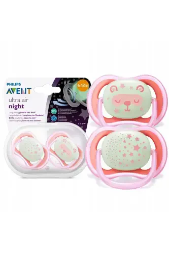 Scf376/22 Ultra Air Night Glow-in-the-Dark Pacifier 6-18 Months Girl - 1