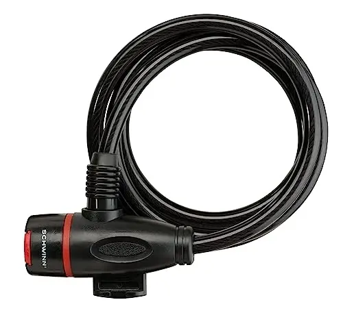 Schwinn Bike Lock with Keys, 3, 4, 5 or 6 ft x 8, 10, 12 or 15 mm, Black, Cable or Chain, Anti Theft Protection, Bike Lock Cable for Security - 5