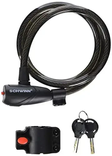 Schwinn Bike Lock with Keys, 3, 4, 5 or 6 ft x 8, 10, 12 or 15 mm, Black, Cable or Chain, Anti Theft Protection, Bike Lock Cable for Security 