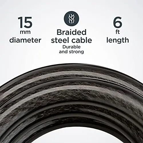 Schwinn Bike Lock with Keys, 3, 4, 5 or 6 ft x 8, 10, 12 or 15 mm, Black, Cable or Chain, Anti Theft Protection, Bike Lock Cable for Security - 4