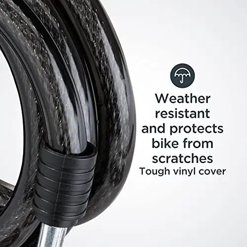 Schwinn Bike Lock with Keys, 3, 4, 5 or 6 ft x 8, 10, 12 or 15 mm, Black, Cable or Chain, Anti Theft Protection, Bike Lock Cable for Security - 5