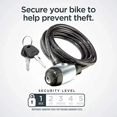 Schwinn Bike Lock with Keys, 3, 4, 5 or 6 ft x 8, 10, 12 or 15 mm, Black, Cable or Chain, Anti Theft Protection, Bike Lock Cable for Security - MODAZONE (1)