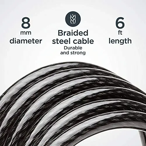 Schwinn Bike Lock with Keys, 3, 4, 5 or 6 ft x 8, 10, 12 or 15 mm, Black, Cable or Chain, Anti Theft Protection, Bike Lock Cable for Security - 3