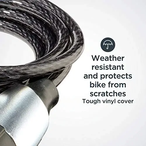 Schwinn Bike Lock with Keys, 3, 4, 5 or 6 ft x 8, 10, 12 or 15 mm, Black, Cable or Chain, Anti Theft Protection, Bike Lock Cable for Security - 4