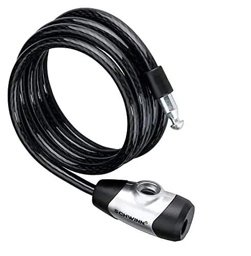 Schwinn Bike Lock with Keys, 3, 4, 5 or 6 ft x 8, 10, 12 or 15 mm, Black, Cable or Chain, Anti Theft Protection, Bike Lock Cable for Security - 7