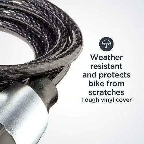 Schwinn Bike Key Lock in Braided Steel Cable, 2 Keys Included, 6 feet x 8mm Anti Theft Bicycle Lock, Security Level 1 - 4