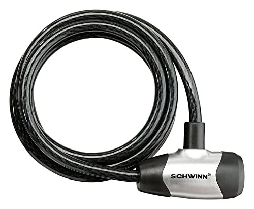 Schwinn Bike Key Lock in Braided Steel Cable, 2 Keys Included, 6 feet x 8mm Anti Theft Bicycle Lock, Security Level 1 - 6