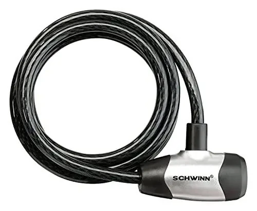 Schwinn Bike Key Lock in Braided Steel Cable, 2 Keys Included, 6 feet x 8mm Anti Theft Bicycle Lock, Security Level 1 - 6