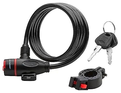 Schwinn Bike Lock with Keys, 3, 4, 5 or 6 ft x 8, 10, 12 or 15 mm, Black, Cable or Chain, Anti Theft Protection, Bike Lock Cable for Security - 1