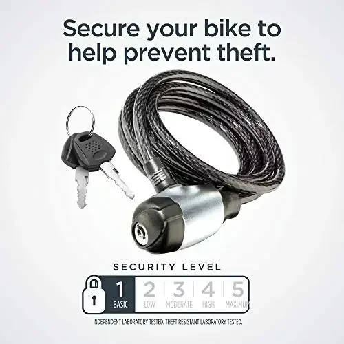 Schwinn Bike Lock with Keys, 3, 4, 5 or 6 ft x 8, 10, 12 or 15 mm, Black, Cable or Chain, Anti Theft Protection, Bike Lock Cable for Security - 2