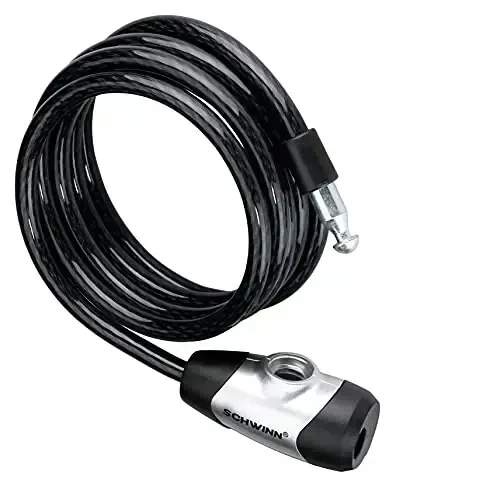 Schwinn Bike Lock with Keys, 3, 4, 5 or 6 ft x 8, 10, 12 or 15 mm, Black, Cable or Chain, Anti Theft Protection, Bike Lock Cable for Security - 7