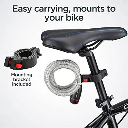 Schwinn Bike Lock with Keys, 3, 4, 5 or 6 ft x 8, 10, 12 or 15 mm, Black, Cable or Chain, Anti Theft Protection, Bike Lock Cable for Security - 5