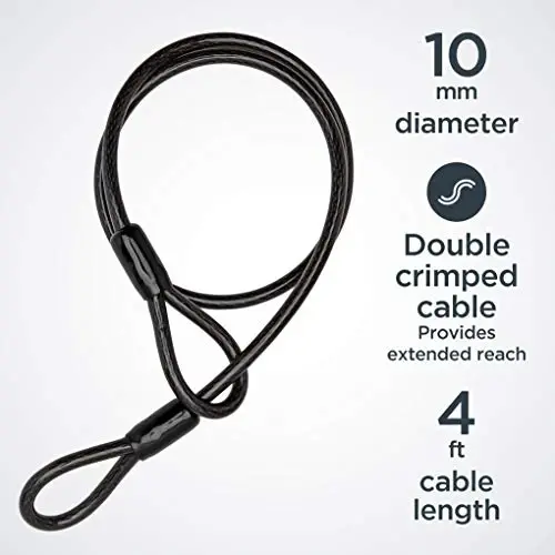 Schwinn Bike Max U-Lock with Double Crimped Cable, 2 Keys Included, 4 feet x 10mm Anti Theft Bicycle Lock, Security Level 5 - 2